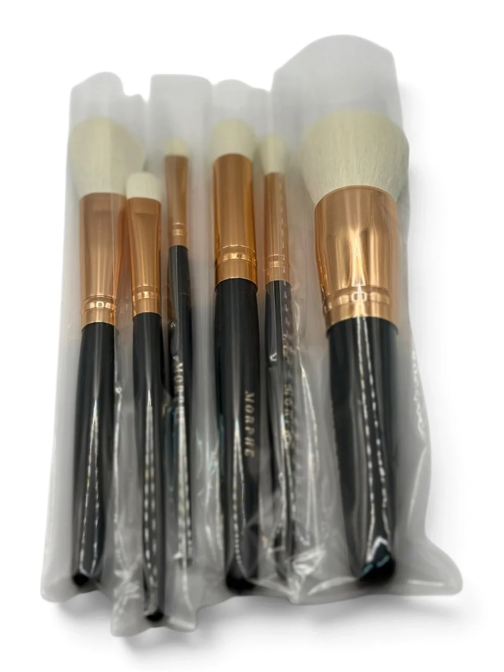 NEW Morphe Rose Gold and Black Brush Set with White Bristles